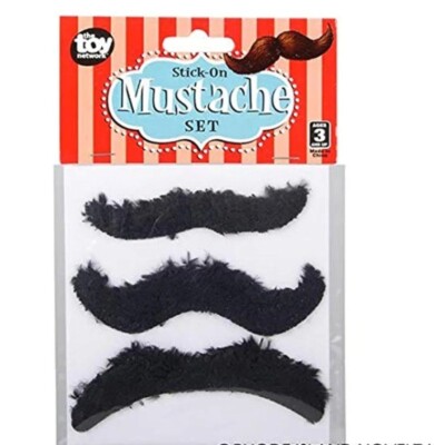 4 Packs of 3 Mustaches Stick On Halloween Costume Masks Pretend Play 