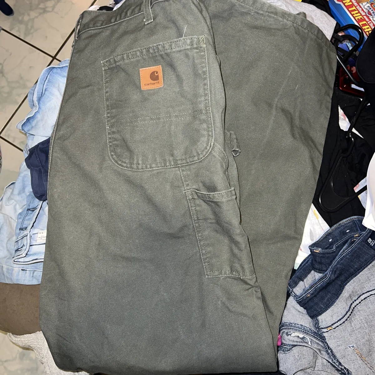 Carhartt Mens B11-MOS Distressed Dungaree Fit Pants 38x34 Workwear Green