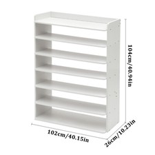 Image of 8 7 6 Tier White Wooden Hallway Shoe Rack Open Shelves Shoe Cabinet Storage Unit