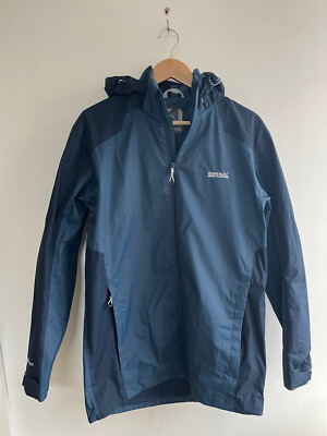 Regatta Men's Small Hydrafort Coat Blue Inside Pocket Hooded Rain Proof VGC