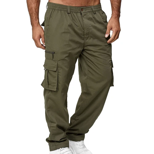 Mens Lightweight with Pockets Bottoms Men Leisure Elastic Waist Cargo Pants - Picture 13 of 47
