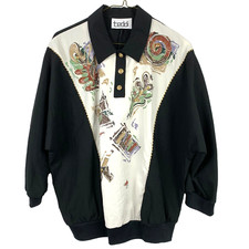 Vintage 80s Teddi Painted Abstract Art To Wear Funky Goldbergs Shirt Large