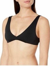 NWT Volcom Women's Simply Seam Tie Back Bikini Top  L Black
