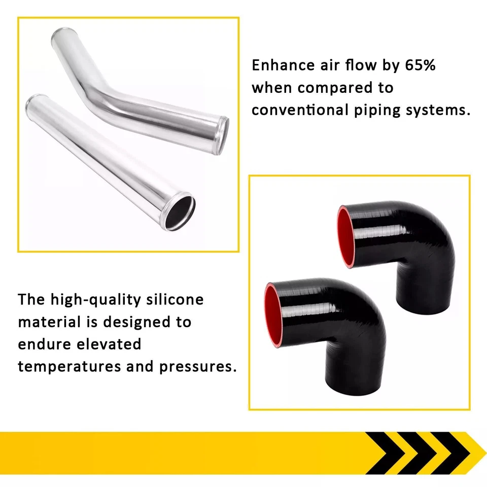 Kit de tubo intercooler turbo universal de aluminio de 2,5" + manguera de silicona + abrazadera Foto 4 de 4