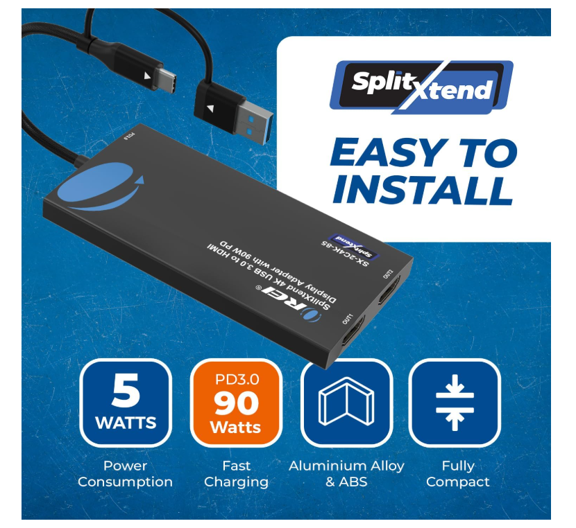 SplitExtend 4K HDMI Splitter Extended Display for Dual Monitor - Multi-Monitor D