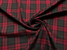 Scottish Tartan Check Fabric Material DESIGN 3 GREEN RED