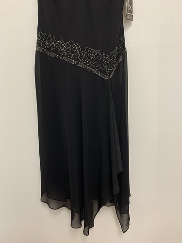 Alex Evenings Sz 6P Black Dress Beaded Sleeveless Waterfall Flounced Asymetrical - Picture 4 of 7