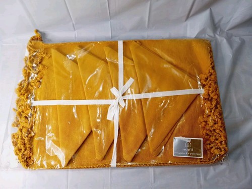 New Home Wear 4 Placemats & 4 Napkins Gold 100% Cotton