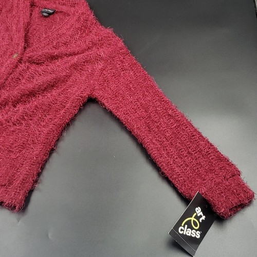 Art Class Girls Sweater Burgundy Button Down Pockets Soft Eyelash Sz 6 / 6X NEW - Picture 4 of 11
