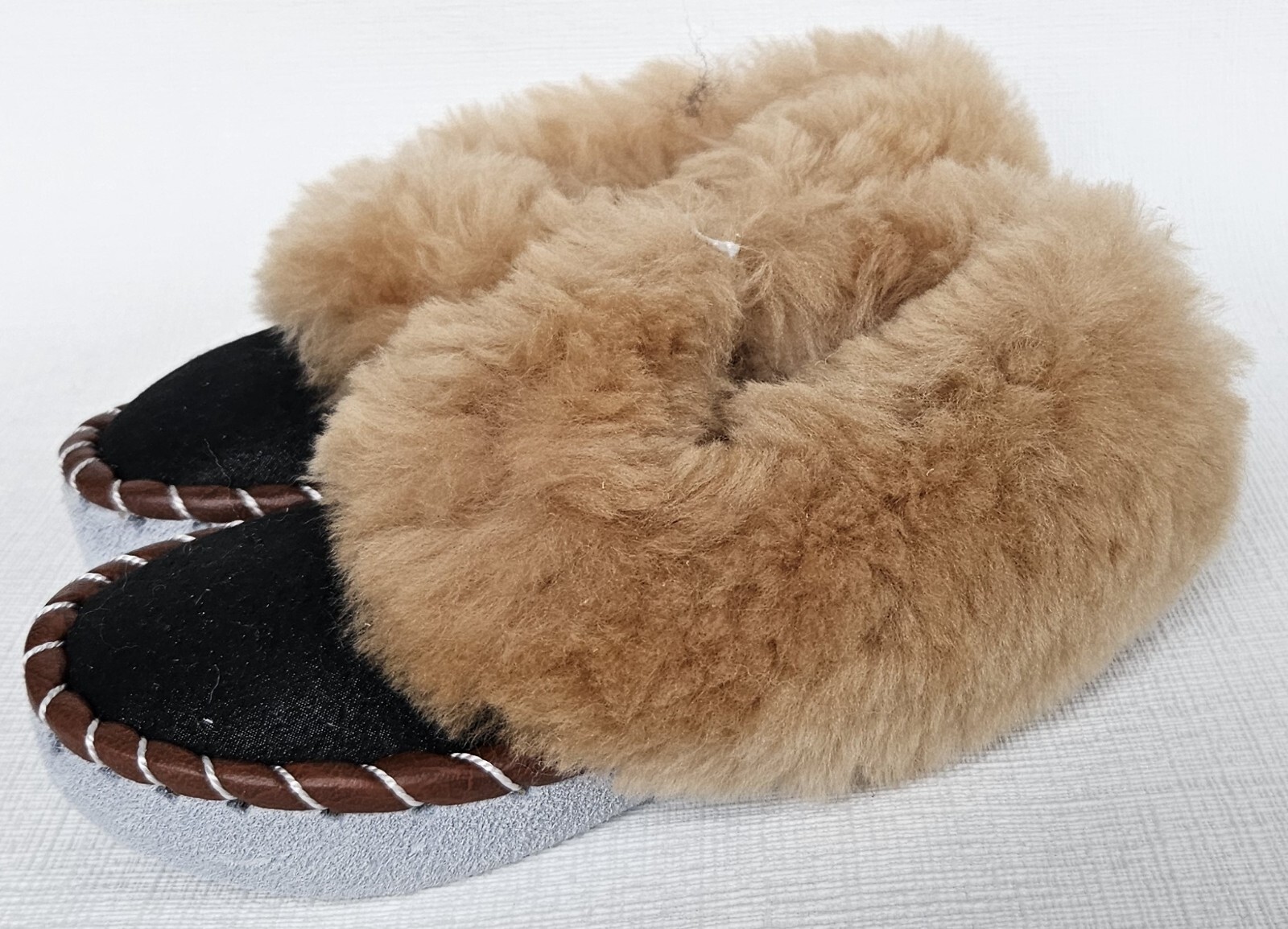 APL PELLICCIA DI AGNELLO PANTOFOLE calde taglia 28 NUOVE pelliccia di agnello pelle fatte a mano V.6