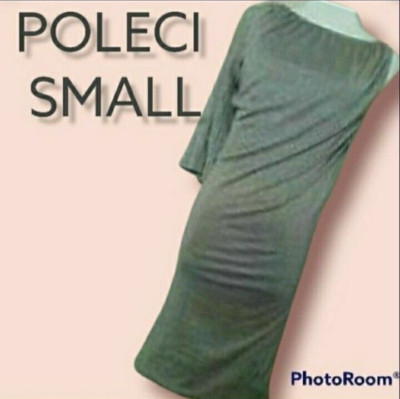 POLECI Evening Dress One Sleeve Shimmery Silver DRESS SMALL Women's