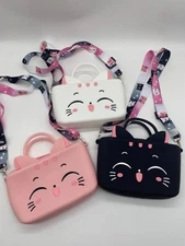 Portable Mini Purse Silicone Lovely crossbody Girls Purse Cat 