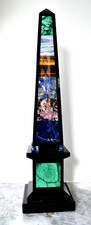 Vintage 15 1/2" ROMANELLI Italian Malachite Pietra Dura Intarsia Obelisk Italy