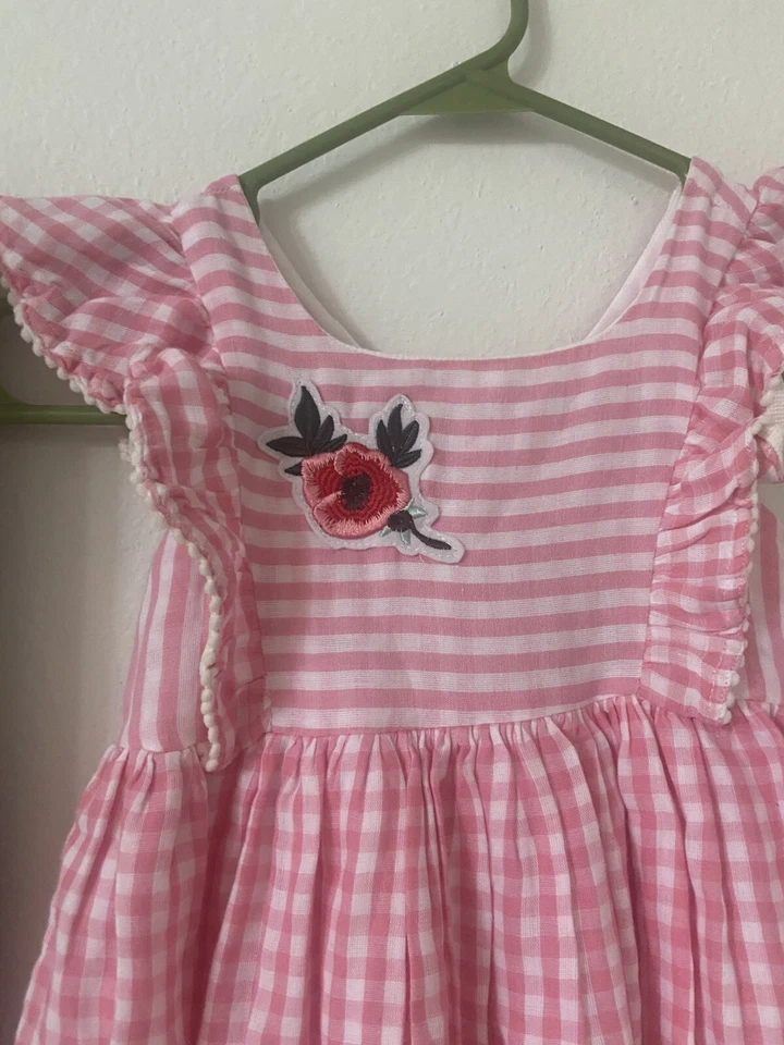 Laura Ashley London Girls Size 4 Pink Check Party Easter Dress Pageant - Image 2 of 4