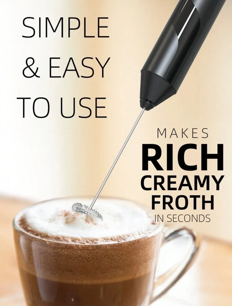 Milk Frother Handheld Battery Operated Whisk Foam Maker For Coffee With Stand