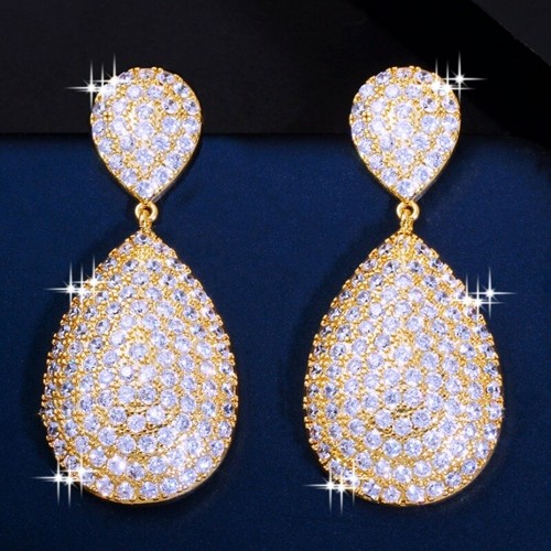 Anzor Jewelry - Russian Style Genuine Cubic Zirconia Earrings In 18k - Foto 4