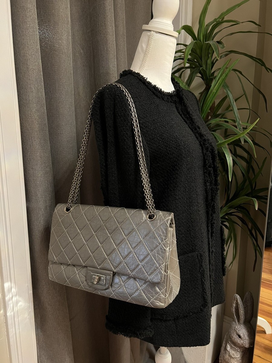 Chanel 2.55 Reissue Double Flap Bag 227 Aged Calfskin Leather Grey