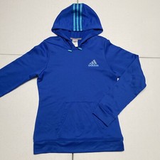 Adidas Women's S Blue Teal Stripes Hoodie Sweatshirt
