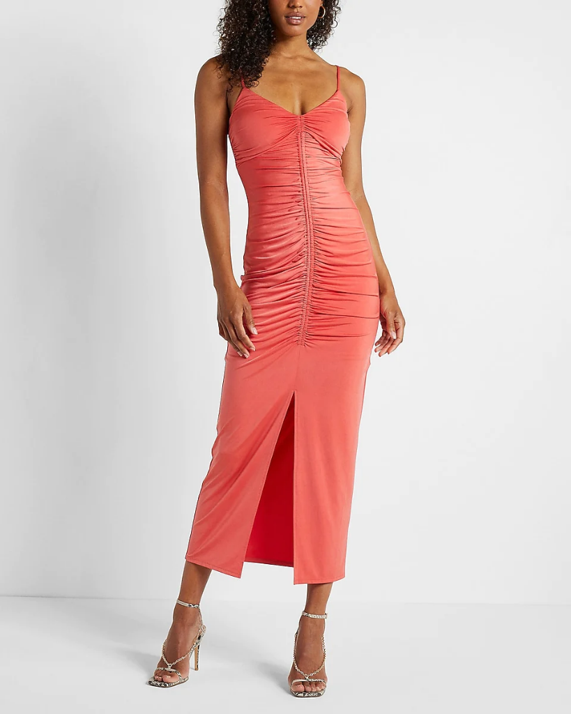 navy blue satin dress midi Good Impression Double Twist Midi Dress Navy