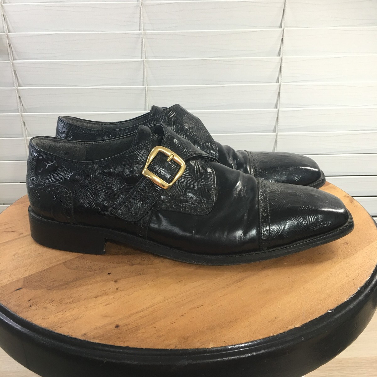 Marco Vicci Mens Loafers Size 10M Black Leather Buckle  display picture 1