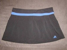 ADIDAS BLK VIVBLU WOMENS CLIMALITE SKORT TENNIS WORKOUT COMPRESSION SHORT LG EUC