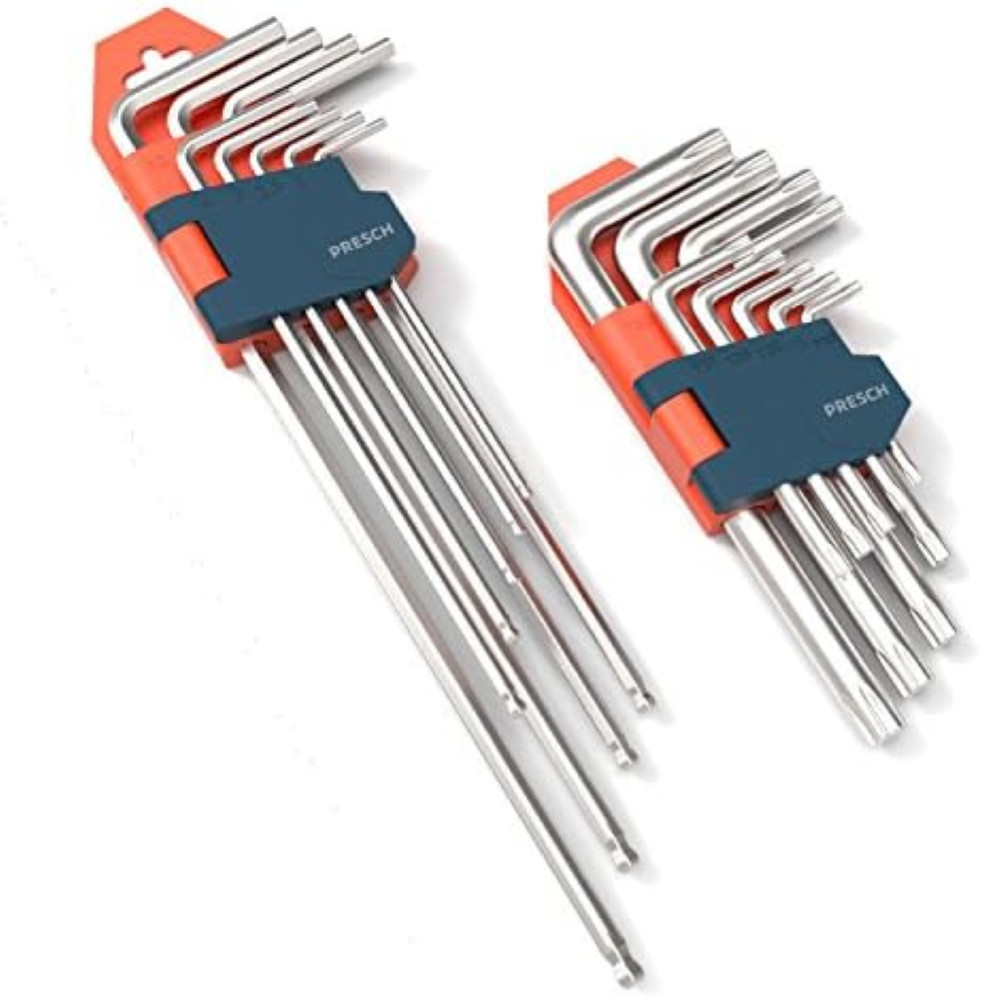 PRESCH set di 18 chiavi a brugola HX e TX - Set professionale di chiavi a brugol