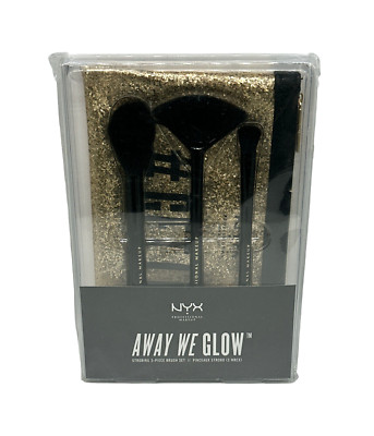 NYX - AWAY WE GLOW - PINSEL BRUSH SET +MAKEUP BAG KOSMETIKTASCHE NEU OVP