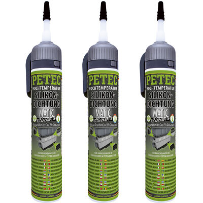Petec Hochtemperatur Silikondichtung Matic schwarz 3x 200ml dauerelastisch 260°C