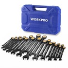 WORKPRO 22PC Ratcheting Combination Wrench Set Metric 6-18mm SAE 1/4-3/4" w/Case