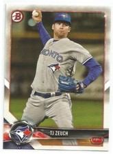 TJ Zeuch Toronto Blue Jays 2018 Bowman Baseball Prospects Card