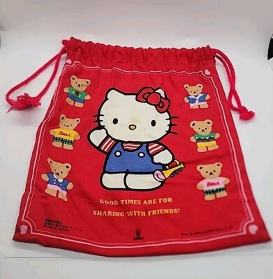 90s Vintage Hello Kitty Mini Backpack / Drawstring Bag Sanrio Original 1976/1996 Vintage 1996 Sanrio Hello Kitty Mini Drawstring Backpack  main image 4