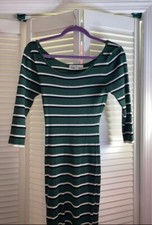 Say What Dress Slim Green Short Boatneck Knee Length 