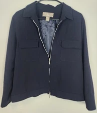 Norton McNaughton, Womens Petite Zip Up Dressy Jacket, Size 14P, Navy