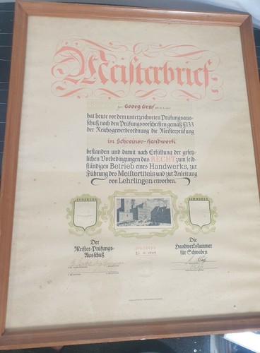 Meisterbrief + Goldener Meisterbrief Schreiner Handwerk 1948 + 1949 eBay