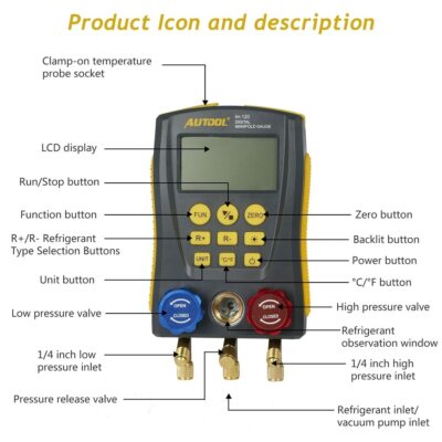 Colector Digital de Refrigeracion LM120+HVAC Medidor de Fugas de Presión de Vaci