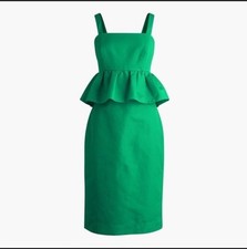 J. Crew Cotton & Silk Peplum  Fully Lined Shift Dress  Kelly Green Size 2 New!