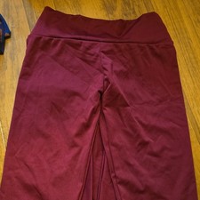 Burgundy Ankle Leggings XL Women's Solid Polyester Spandex Stretch Casual