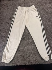 Adidas 3-stripe boys youth XL 18 Reg fit fleece jogger pants Cream color