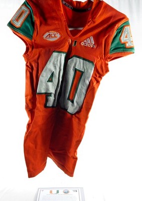 2018 Miami Hurricanes #40 Spiel Gebraucht Orange Trikot Fußball Np Rem Vs. Lsu