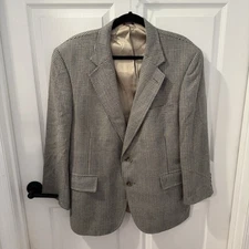Jos. A Bank Blazer Mens 44S Sport coat Glen Plaid Silk Camelhair Jacket