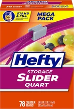Hefty Slider Storage Bags, Quart Size, 78 Count