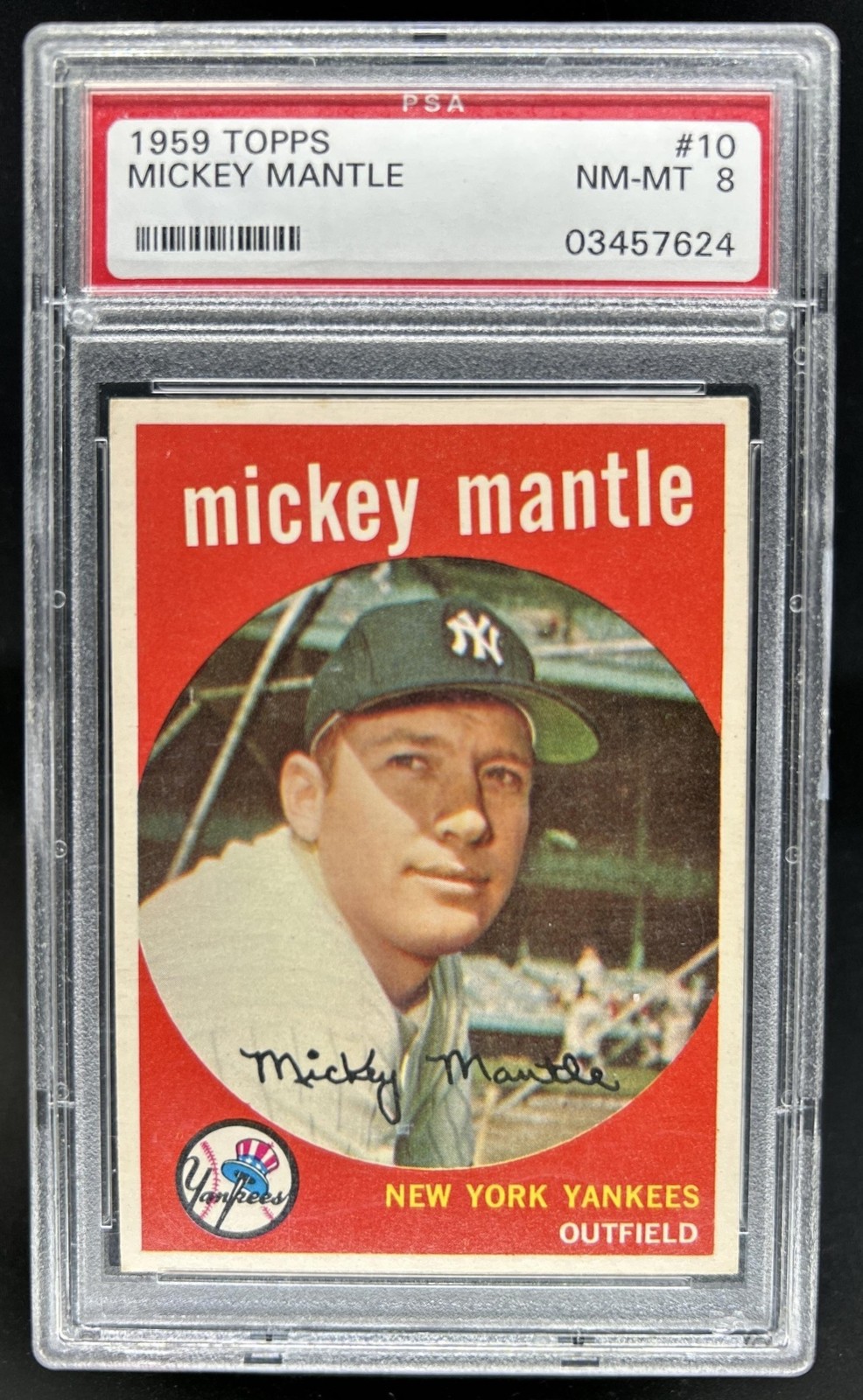 1959 Topps Mickey Mantle #10 Yankees PSA 8