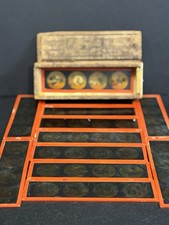 Antique MAGIC LANTERN PROJECTOR SLIDES GLASS 12 Slides - Original Box 2 Inch