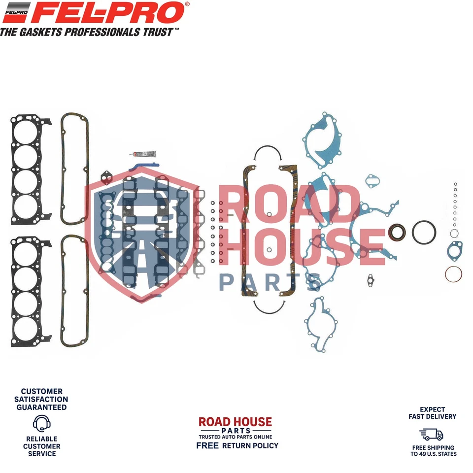 Conjunto completo de junta FEL-PRO compatível com Ford Mustang 5.0L 1991-1995 com cabeça + entrada + panela de óleo - Imagem 4 de 4