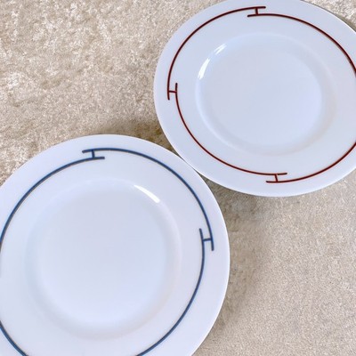 Hermes Butter Bread Plate Rhythm Rythme Blue & Red Porcelain