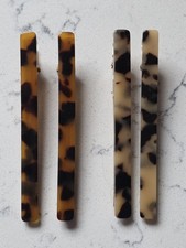 Vintage Barrette Hair Tortoise Shell Alligator Clasp Lot Clip Lot of 4 3.5"