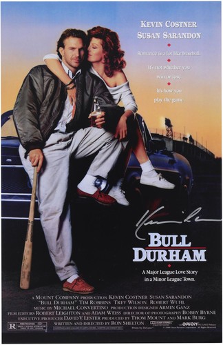 Kevin Costner Bull Durham Autographed 11" x 17" Movie Poster