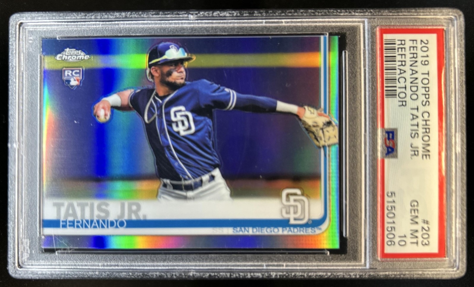 2019 Topps Chrome Fernando Tatis Jr. Refractor Rookie RC #203 Padres PSA 10
