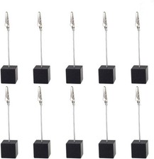 10pcs Table Number Holder Name Place Card Memo Clip Stand Black