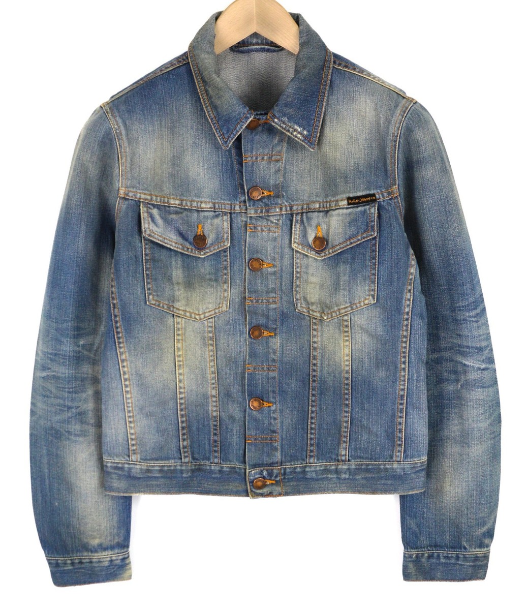 NUDIE JEANS Perry Men'S Organic Bright Broken Blue Washed Button